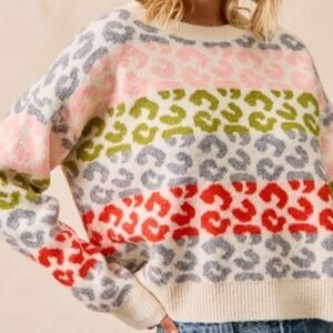 Colorful Leopard Print Women's Sweater